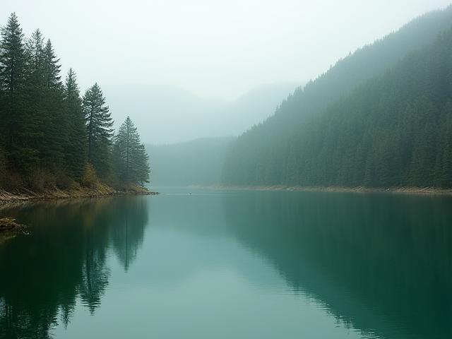 Lac Pavin, un lac volcanique calme entouré de forêts en Auvergne