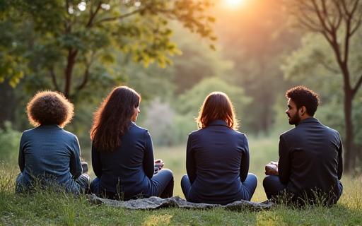 Équipe d'entreprise en séminaire en plein air, utilisant des métaphores volcaniques pour la résilience