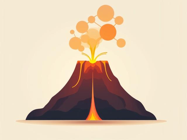 Illustration abstraite d'un volcan stylisé en formes géométriques, représentant la propriété intellectuelle et l'énergie créative de Volcan d'Esprit.